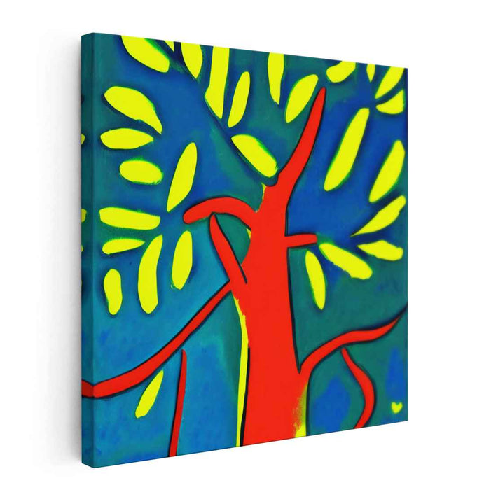 Vibrant Neon Tree: Abstract Modern Canvas Art Print