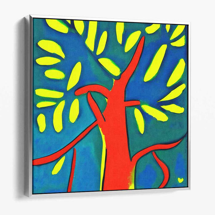 Vibrant Neon Tree: Abstract Modern Canvas Art Print