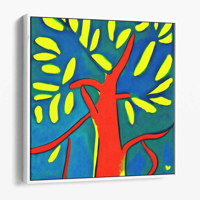 Vibrant Neon Tree: Abstract Modern Canvas Art Print