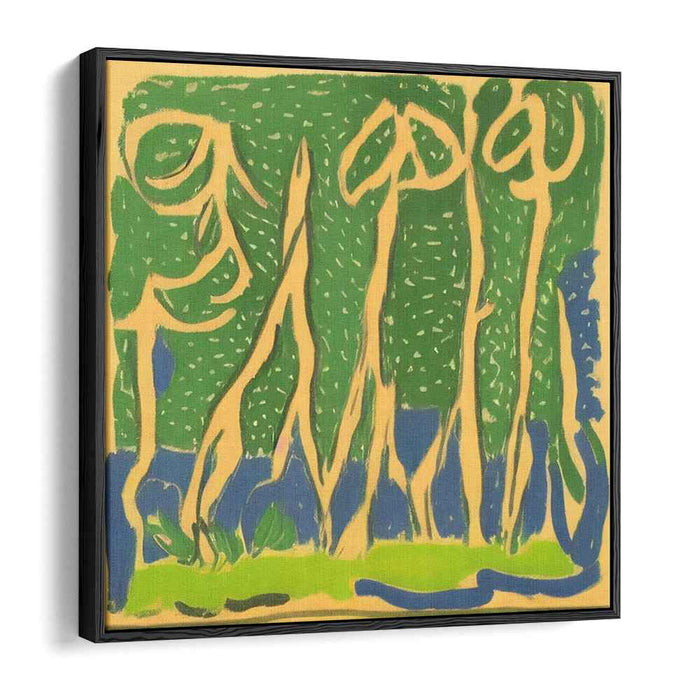 Emerald Whispers Within Blues: Abstract Forest in Luminous Greens and Blues Canvas Art Print