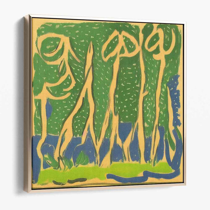 Emerald Whispers Within Blues: Abstract Forest in Luminous Greens and Blues Canvas Art Print