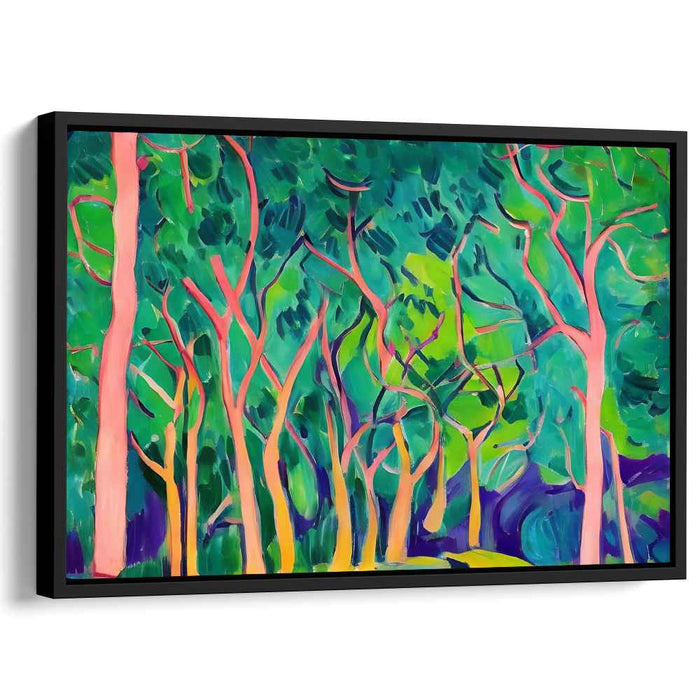 Color Dance Among Leaves: Fauvist Vibrant Trees Canvas Art Print