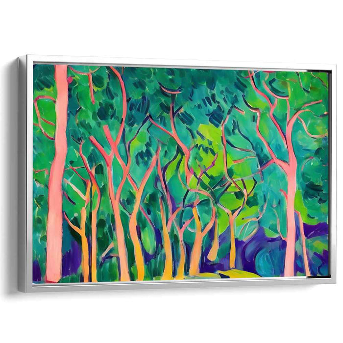 Color Dance Among Leaves: Fauvist Vibrant Trees Canvas Art Print