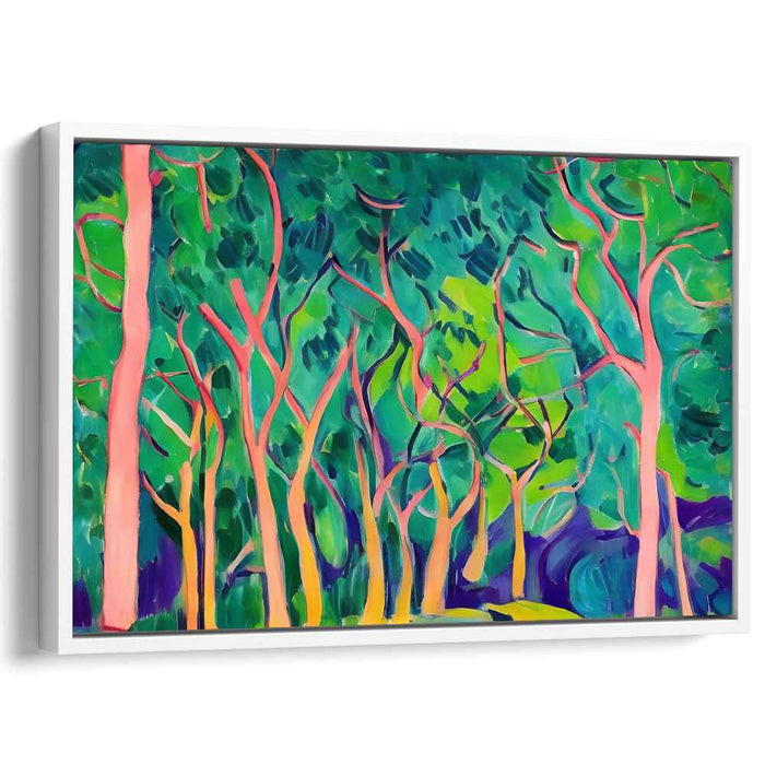 Color Dance Among Leaves: Fauvist Vibrant Trees Canvas Art Print