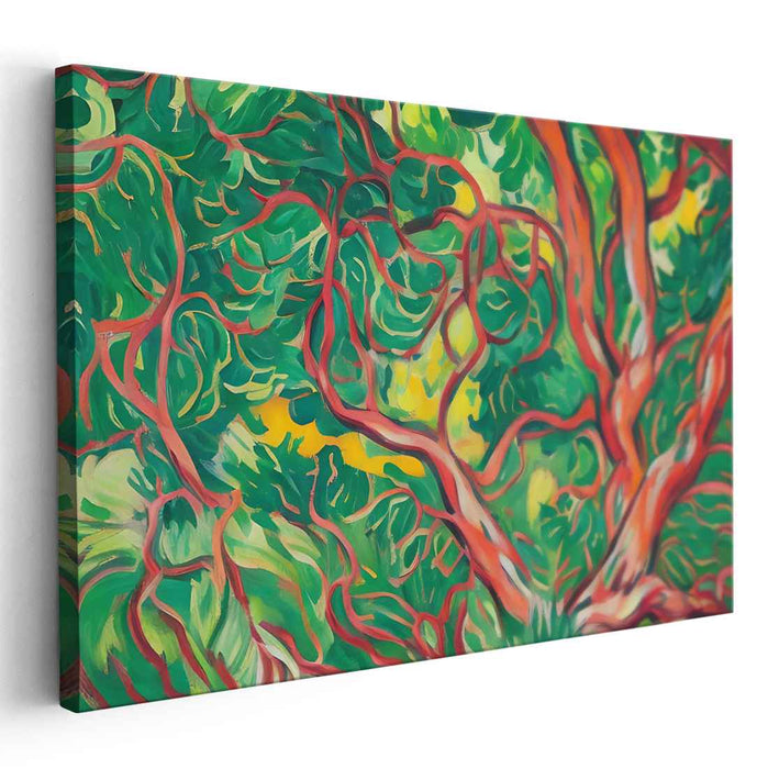 Essence of Woodlands: A Vivid Expressionist Forest Canvas Art Print