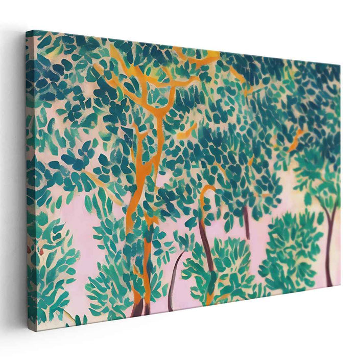 Wildwood Palette: Fauvist Forest Scene Canvas Art Print