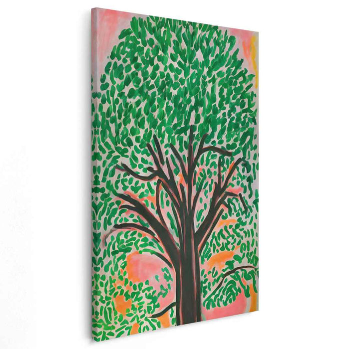 Verdant Canvas Whispers: Lush Tree Expressionist Canvas Art