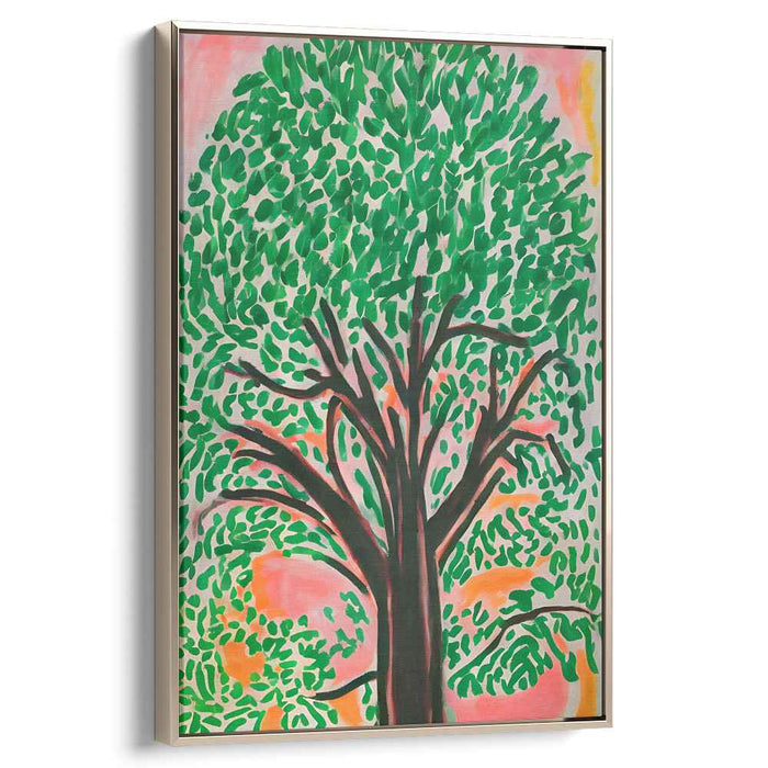 Verdant Canvas Whispers: Lush Tree Expressionist Canvas Art