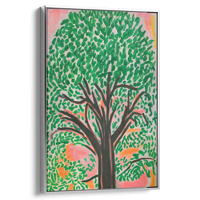 Verdant Canvas Whispers: Lush Tree Expressionist Canvas Art