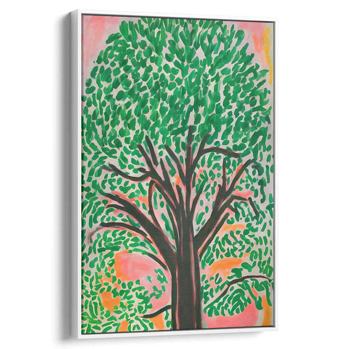 Verdant Canvas Whispers: Lush Tree Expressionist Canvas Art