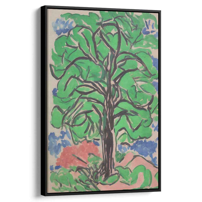 Verdant Arboreal Expression: Expressive Green Tree Canvas Art Print