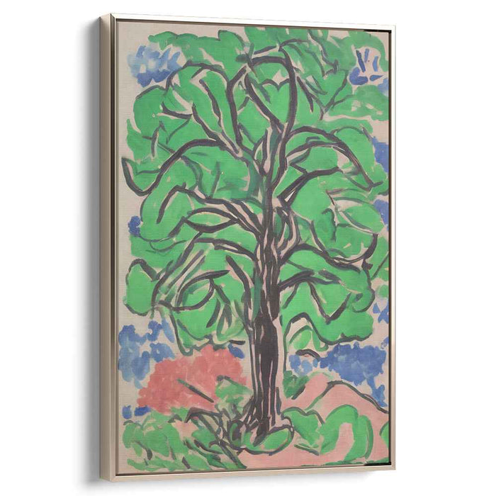 Verdant Arboreal Expression: Expressive Green Tree Canvas Art Print