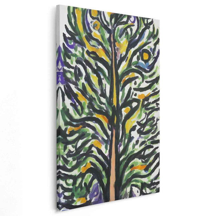 Energetic Arbor: Expressionist Tree in Vivid Hues Canvas Art Print