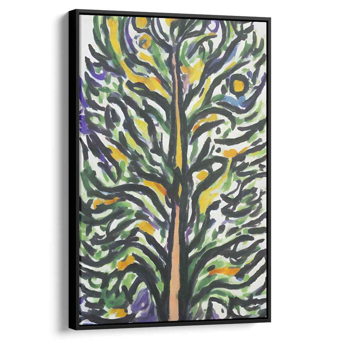 Energetic Arbor: Expressionist Tree in Vivid Hues Canvas Art Print