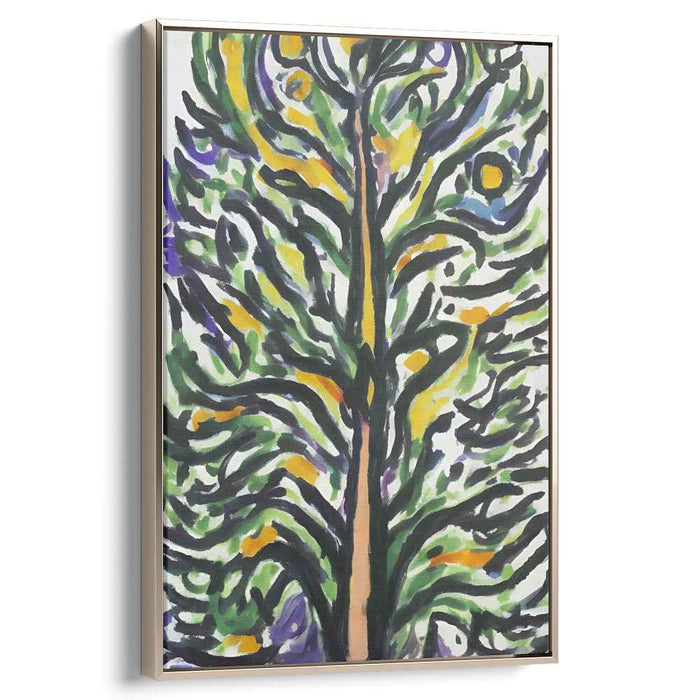 Energetic Arbor: Expressionist Tree in Vivid Hues Canvas Art Print