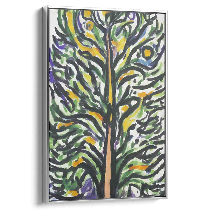 Energetic Arbor: Expressionist Tree in Vivid Hues Canvas Art Print
