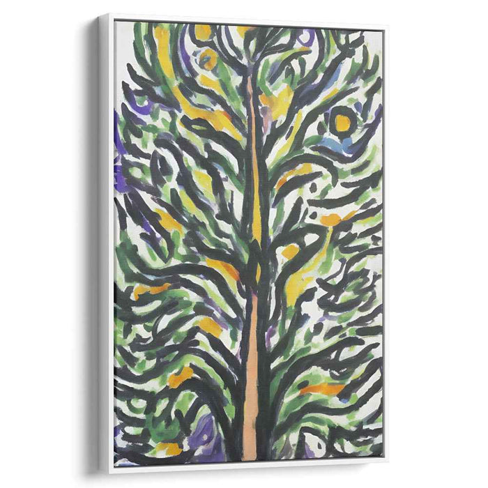 Energetic Arbor: Expressionist Tree in Vivid Hues Canvas Art Print