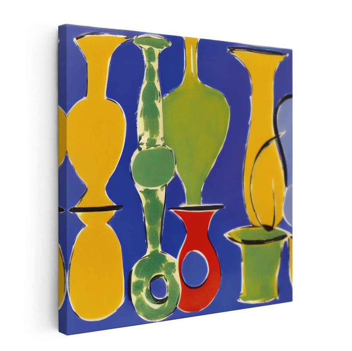 Modern Vignettes: Bold Colorful Vase Silhouettes Canvas Art Print