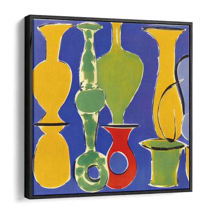 Modern Vignettes: Bold Colorful Vase Silhouettes Canvas Art Print