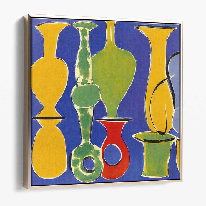 Modern Vignettes: Bold Colorful Vase Silhouettes Canvas Art Print