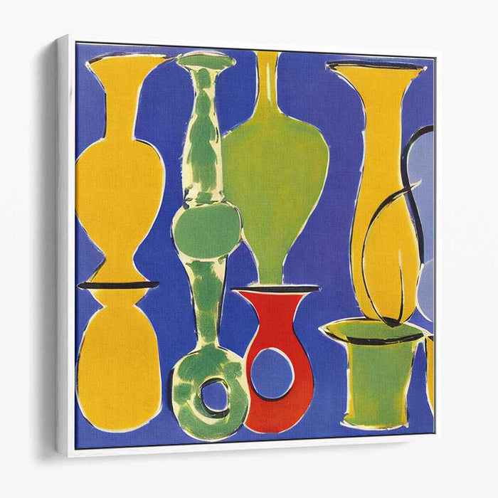 Modern Vignettes: Bold Colorful Vase Silhouettes Canvas Art Print