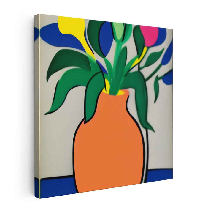 Abstract Bloomscape: Modernist Floral Arrangement in Bold Colors Canvas Art