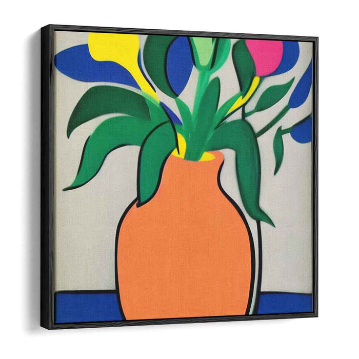 Abstract Bloomscape: Modernist Floral Arrangement in Bold Colors Canvas Art