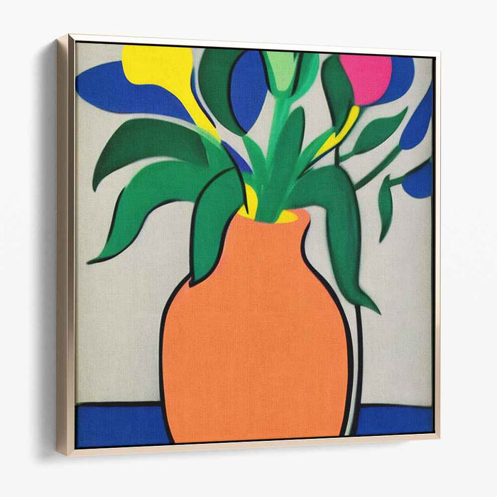 Abstract Bloomscape: Modernist Floral Arrangement in Bold Colors Canvas Art