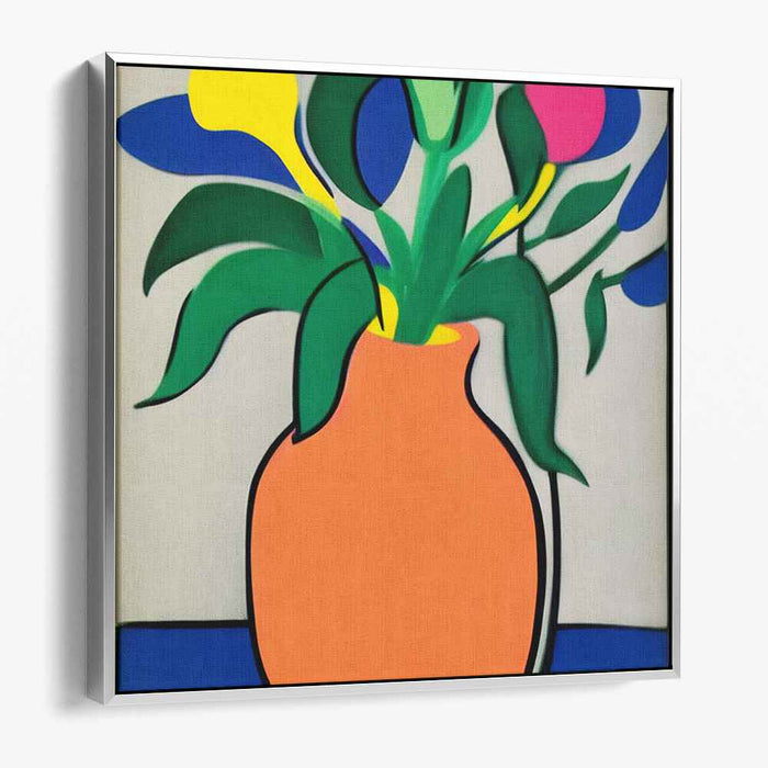 Abstract Bloomscape: Modernist Floral Arrangement in Bold Colors Canvas Art