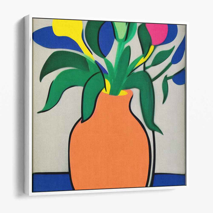Abstract Bloomscape: Modernist Floral Arrangement in Bold Colors Canvas Art