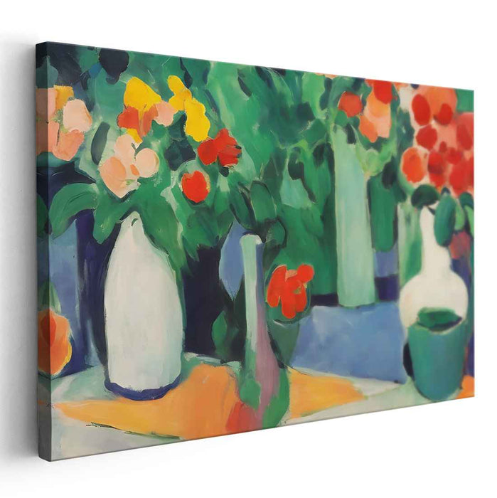 Lush Blooms in Serene Sanctuary: Vibrant Garden-Inspired Canvas Art Print