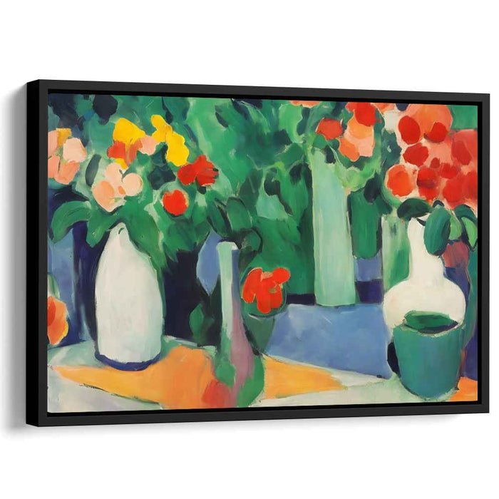 Lush Blooms in Serene Sanctuary: Vibrant Garden-Inspired Canvas Art Print