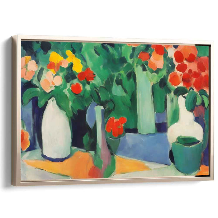Lush Blooms in Serene Sanctuary: Vibrant Garden-Inspired Canvas Art Print