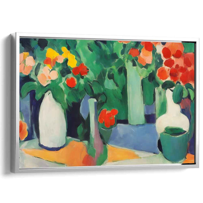 Lush Blooms in Serene Sanctuary: Vibrant Garden-Inspired Canvas Art Print