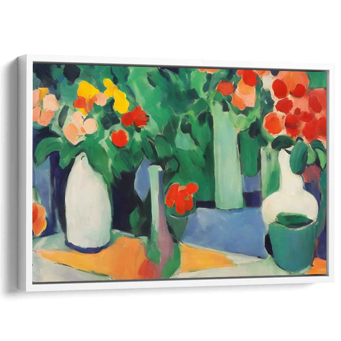 Lush Blooms in Serene Sanctuary: Vibrant Garden-Inspired Canvas Art Print