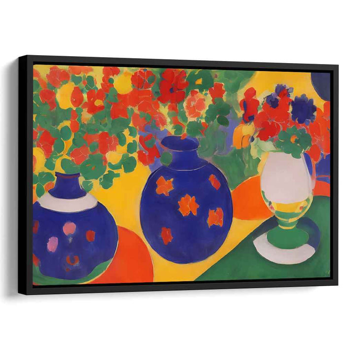 Colorful Blooms in Acrylic: Vibrant Fauvist Vases Canvas Art Print