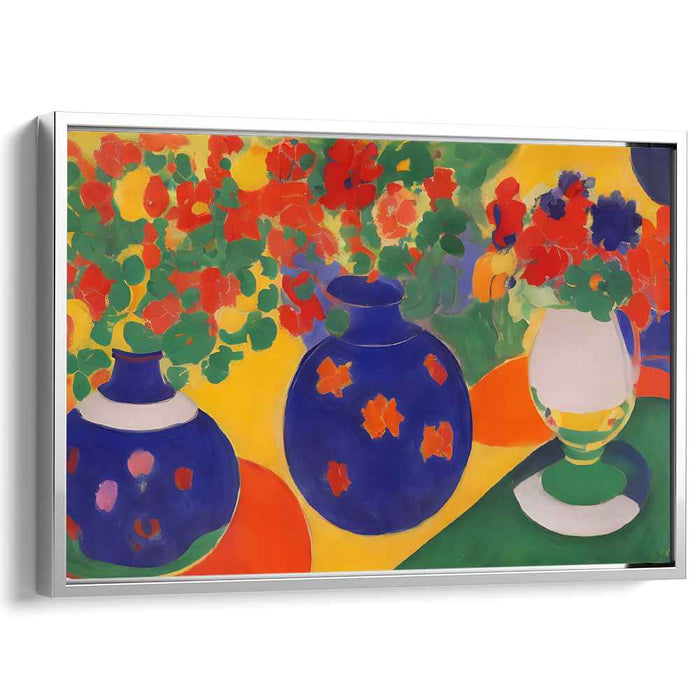 Colorful Blooms in Acrylic: Vibrant Fauvist Vases Canvas Art Print