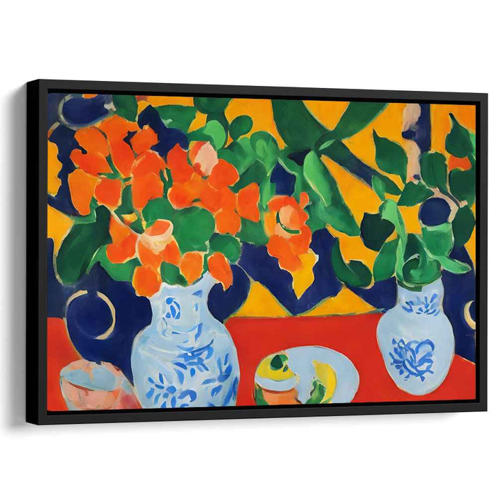 Tangerine Still Life Symphony: Fauvist Still Life with Vibrant Orange Flowers