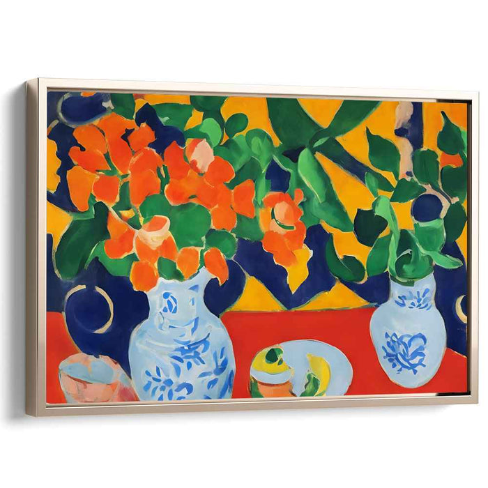Tangerine Still Life Symphony: Fauvist Still Life with Vibrant Orange Flowers