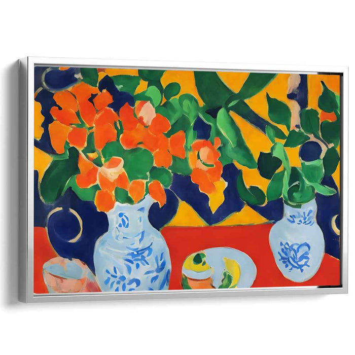 Tangerine Still Life Symphony: Fauvist Still Life with Vibrant Orange Flowers