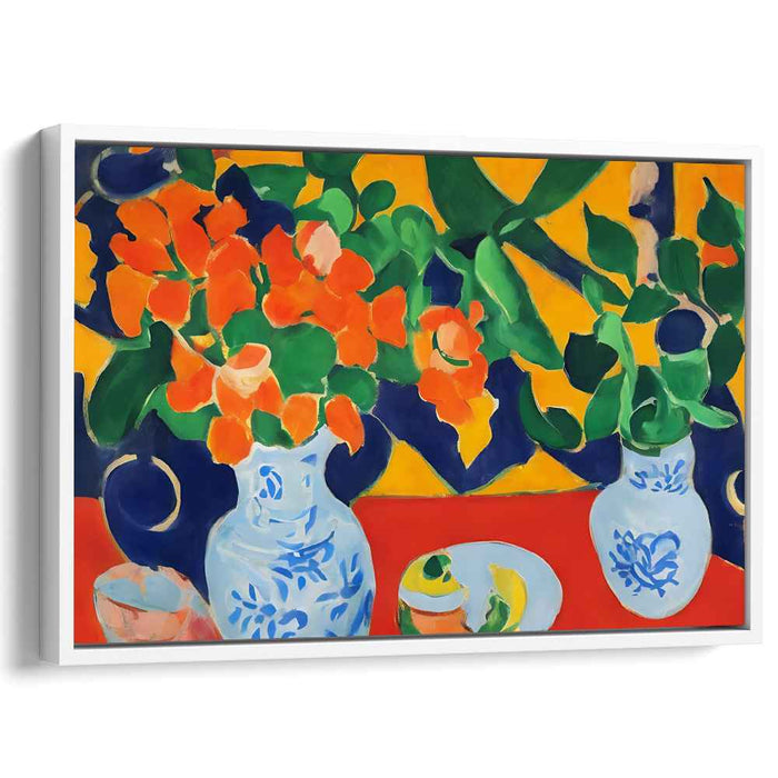 Tangerine Still Life Symphony: Fauvist Still Life with Vibrant Orange Flowers