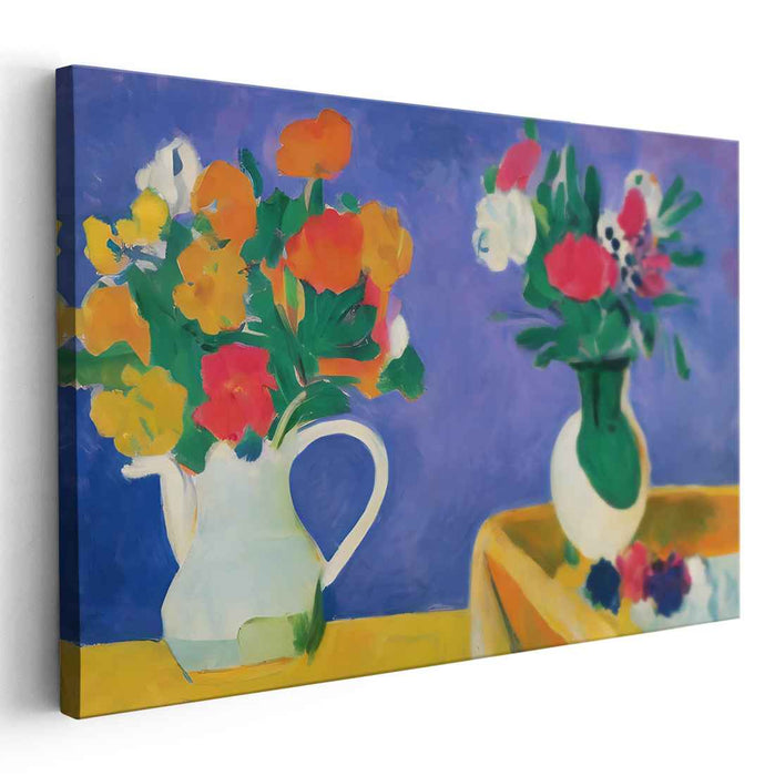 Blossoming Petals Serenade: Expressive Floral Still Life on Canvas