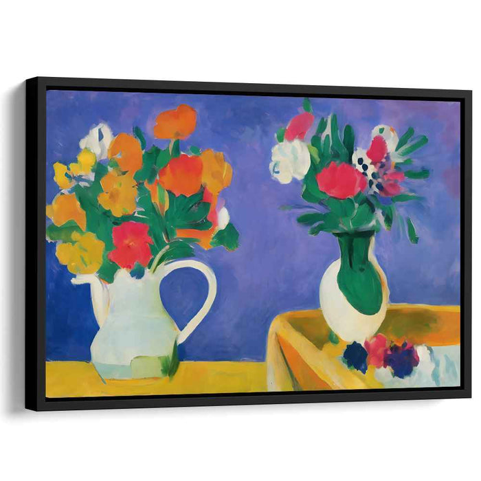 Blossoming Petals Serenade: Expressive Floral Still Life on Canvas