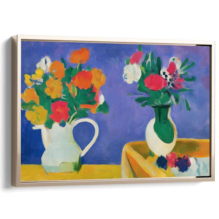 Blossoming Petals Serenade: Expressive Floral Still Life on Canvas