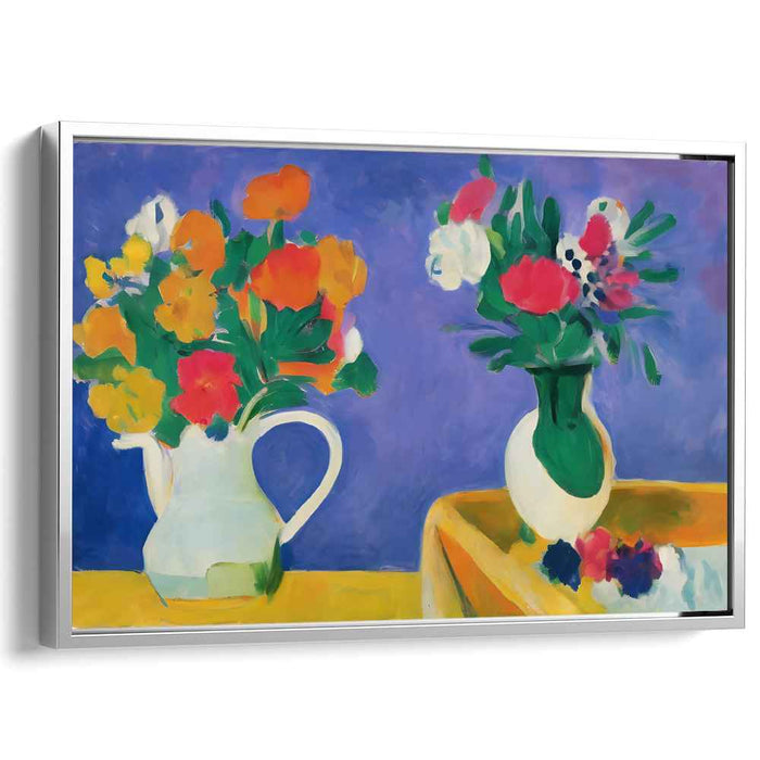 Blossoming Petals Serenade: Expressive Floral Still Life on Canvas