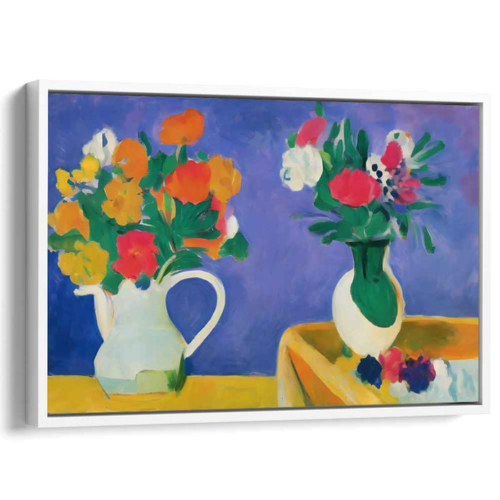 Blossoming Petals Serenade: Expressive Floral Still Life on Canvas