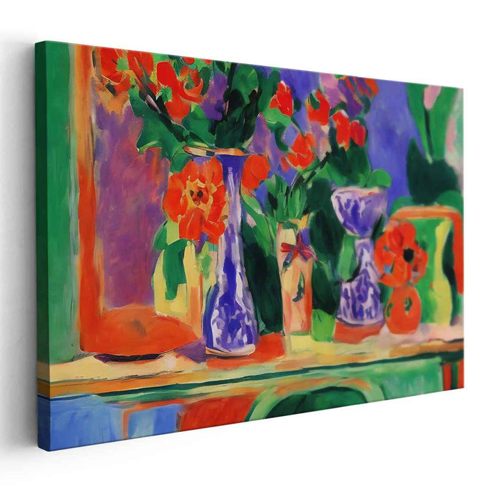 Ode to Blooming Gardens: Fauvist Floral Symphony Canvas Art Print