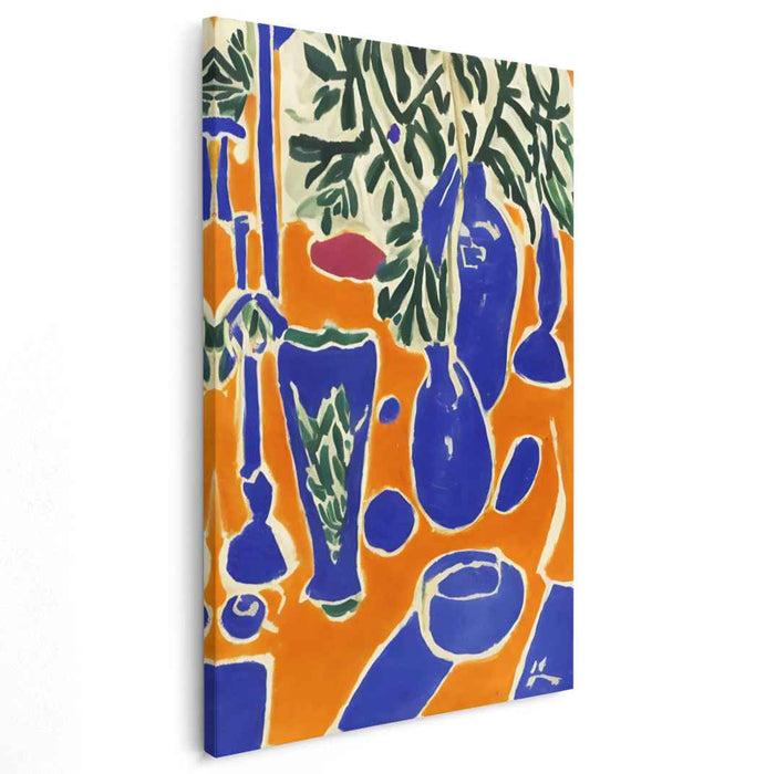 Matisse-Inspired Foliage and Vessels: Vibrant Colorful Canvas Art