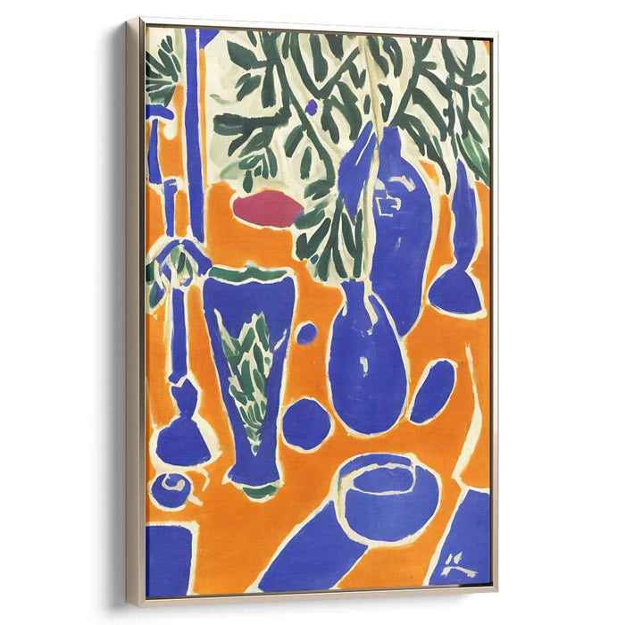 Matisse-Inspired Foliage and Vessels: Vibrant Colorful Canvas Art