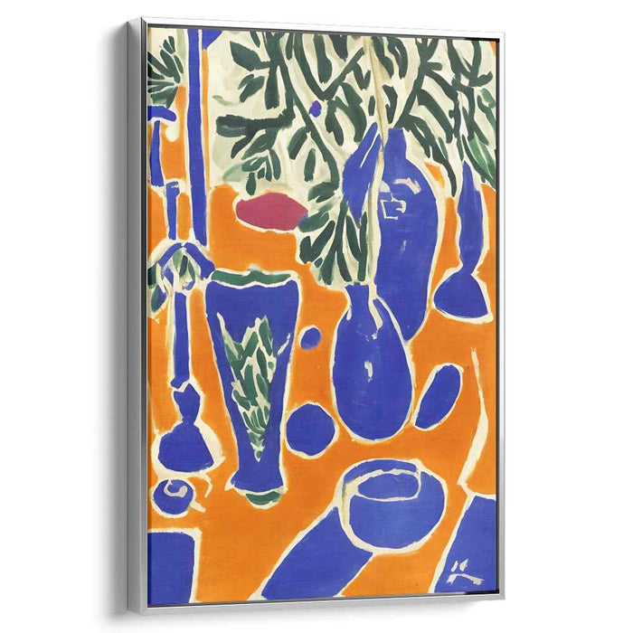Matisse-Inspired Foliage and Vessels: Vibrant Colorful Canvas Art